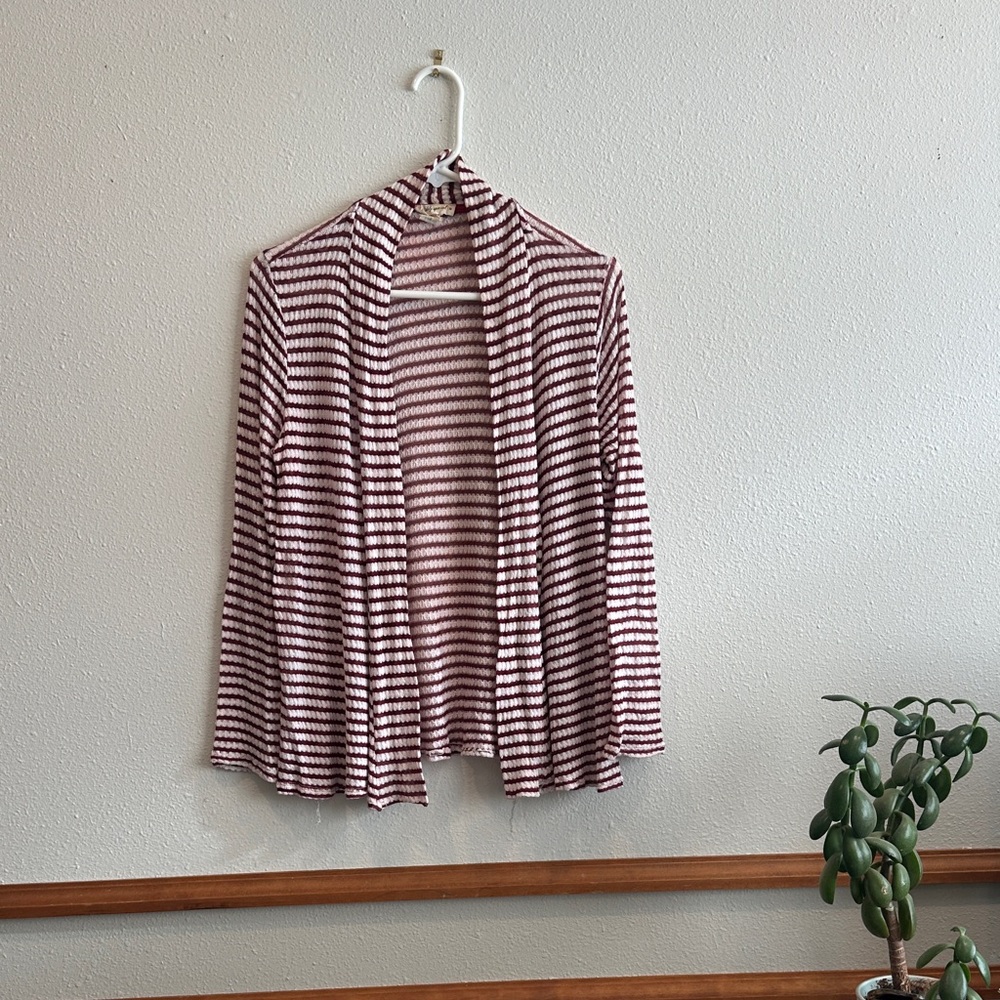 Striped Open Front Cardigan